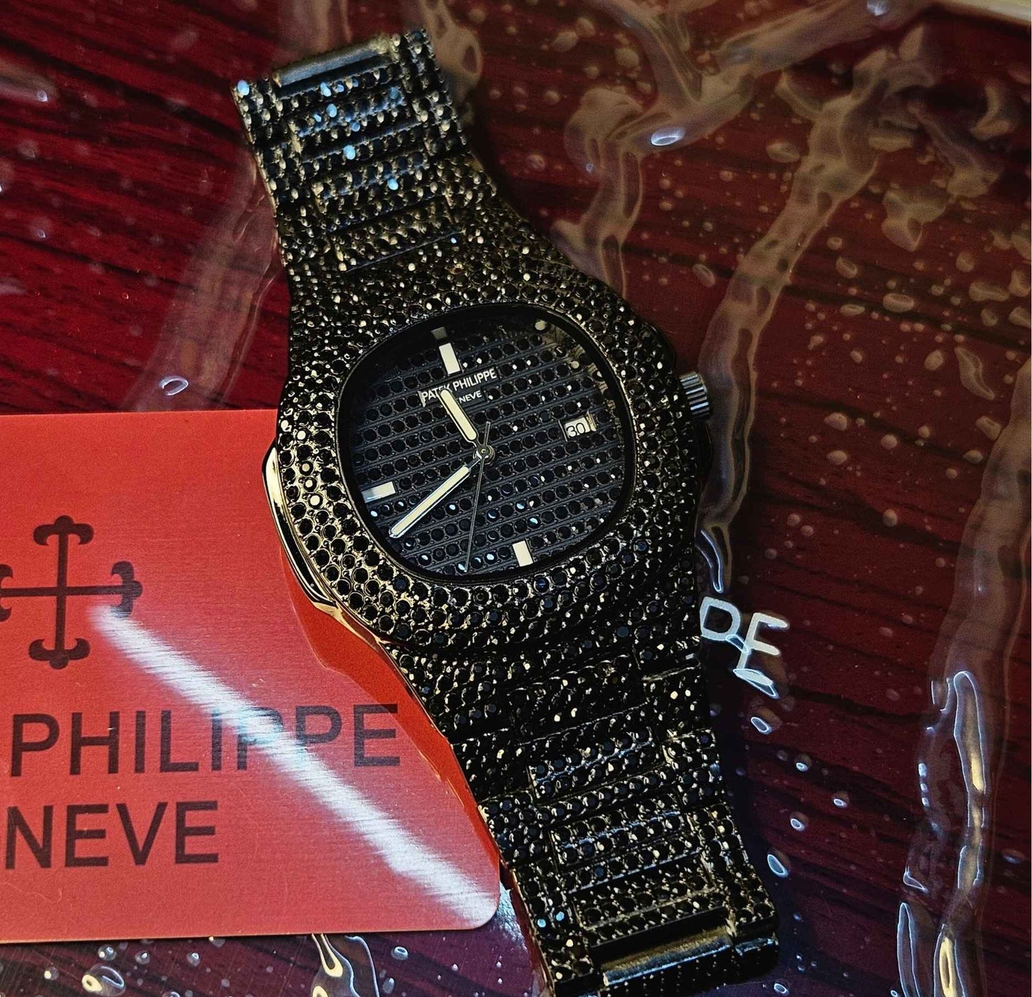 Patik Philippe Blacked Iced Out Chain Watch